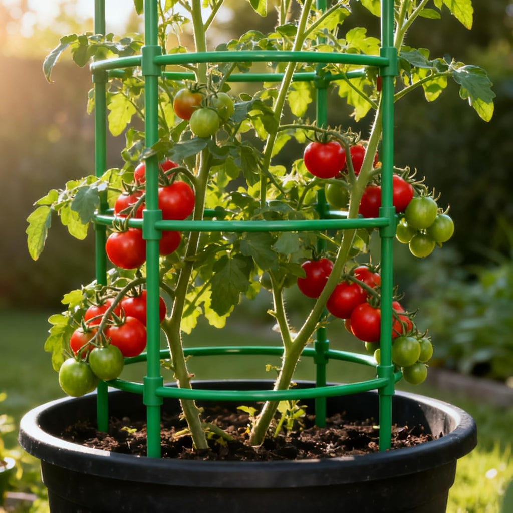 Tomato Cage Plant Support Cages for Garden, Upgrade Garden Plant Stakes with Adjustable Rings, Plants Trellis for Tomato, Flower, Climbing Plants, with Plant Tie and Clips 3 Pack 18 inches