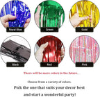 4 Pack Red Total 40 Feet Foil Fringe Garland Metallic Tinsel Banner Wall Hanging Drapes Parade Float Skirting Decorations for Trailer Mardi Gras Party Birthday Wedding Baby Shower