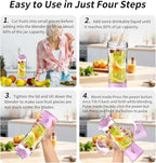 Portable Blender with 20 Oz Travel Cup, Mini Personal Size with 6 Blades and USB Rechargeable for Shakes, Smoothies, Gym, Kitchen and Outdoors (Purple)