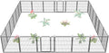FXW Garden Fence Outdoor for The Yard – 32in(H) x 54.7ft(L) Heavy Duty Metal Animal Barrier for Dog and Rabbit, Decorative Dog Fence, 24 Panels, Silver