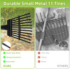 Small Rake for Gardening 63 Inch Adjustable Heavy Duty Garden Leaf Rakes Garden Tools 11 Metal Tines Small Garden Rake for Shrub Flower Bed Mulch Camping, Black