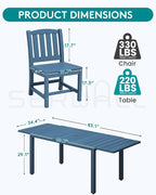 SERWALL Outdoor Dining Chairs Set of 2, All-Weather HDPE Patio Armless Chairs, Blue