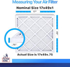 Filter King 17x49x1 Air Filter | 4-PACK | MERV 8 HVAC Pleated A/C Furnace Filters | MADE IN USA | Actual Size: 17 x 49 x .75"