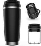 Portable Personal Blender 24oz Vacuum Cup Cordless Blender for 120 Watt Rechargeable Personal Size blender With Stainless Steel Bottle Ideal For-Shakes and Smoothies, BPA Free (Black）