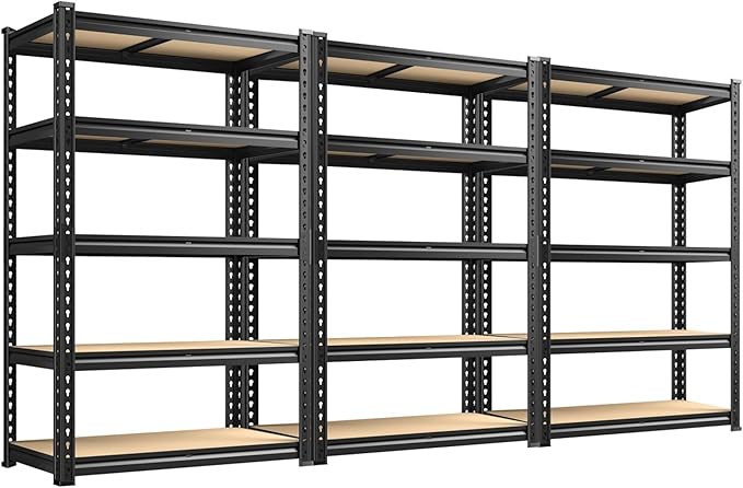 REIBII 2020LBS Storage Shelves 5 Tier Garage Shelving Heavy Duty Adjustable Garage Shelves, Utility Rack Shelf, Shelving Units for Storage Warehouse Pantry Closet, 35.5" W x 11.9" D x 72" H, 3 Pack