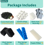 38 Pack Filter Media Kit for Fluval 406/407 Canister Filters, Replacement Bio Foam, Activated Carbon & Ceramic Rings (2 Sets Maintenance Bundle)