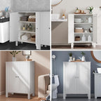 Bathroom Cabinet, Modern Bathroom Floor Storage Cabinet, Freestanding Organizer with Adjustable Shelves & Double Doors, 3-Tier Home Living Room Furniture