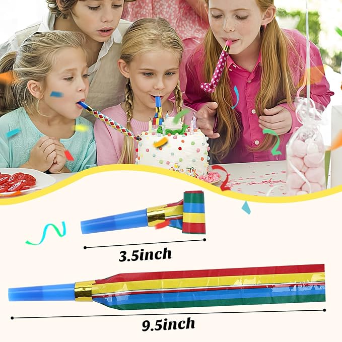 Koogel 100PCS Party Blowers for Kids, Noisemaker Toys Party Whistles Birtthday Blow Horns for Family Gatherings, Kids Birthday