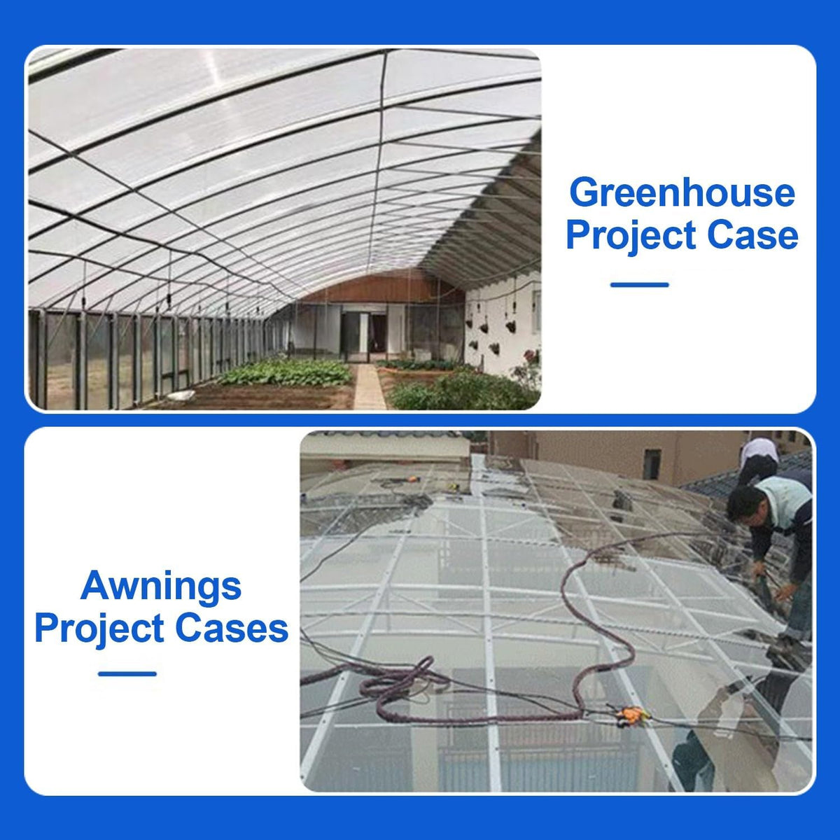 Greenhouse Panels Daylighting Roof Panels Transparent Greenhouse Panel Easy to Bend and Cut for Outdoor Gardens Greenhouses.(Blue,5.1x6.6ft)