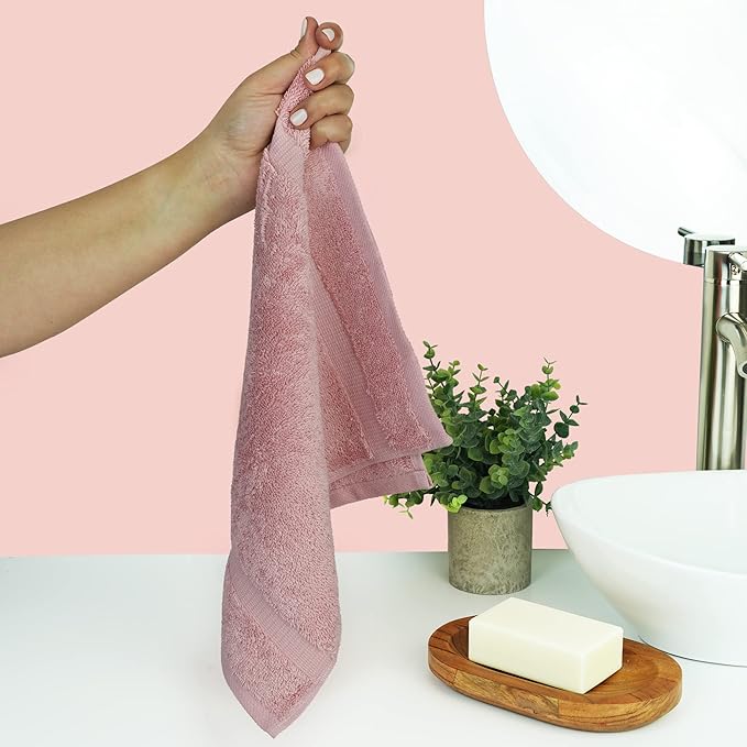 Chakir Turkish Linens | Hotel & Spa Quality 100% Cotton Premium Turkish Towels | Soft & Absorbent (4-Piece Washcloths, Pink)