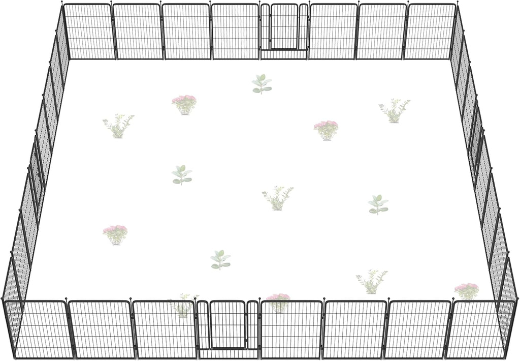 FXW Garden Fence Outdoor for The Yard – 40in(H) x 72.9ft(L) Heavy Duty Metal Animal Barrier for Dog and Rabbit, Decorative Dog Fence, 32 Panels, Black
