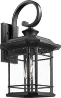 Emliviar Outdoor Wall Lantern Fixture with E26 Base, Large 21.9 Inch Exterior Wall Light with Seeded Glass, Black Finish, 2084B-L BK