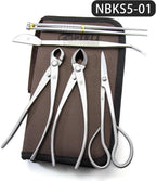Small Size TianBonsai Bonsai Tools 5-Piece Alloy Steel Bonsai tool Kit In Cluding 180mm Long Handle Scissors / 180mm Branch Cutter / 180mm Knob Cutter / 200mm Straight Root Hook/Tweezers (NBKS5-01)