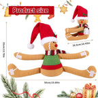 Gingerbread Man Christmas Tree Topper Decorations, Unique Funny Gingerbread Tree Topper Xmas Santa Hat Gingerbread Plush for Christmas Tree Wine Bottle Curtain Ornaments, Christmas Holiday Home Decor