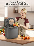 Electric Composter for Kitchen 4L, Countertop Compost Bin Indoor with Visible Window, LED Display, Auto-Clean, Carbon Filter, Odorless, Low Noise, Turns Waste into Natural Fertilizer