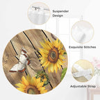 Farmhouse Sunflowers Bedroom Curtains 72 Inch Length, Window Curtains Tab Top, Rustic Floral Buttterfly Wood Board Brown Light Filtering Window Treatments Drapes 52"x72" 2 Panel