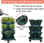 Vertical Planter 3 Tier Stackable Planters Garden Planters Strawberry Herb Flower and Vegetable Planter Indoor Outdoor Gardening Pots with Removable Wheels and Tools