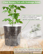PACETAP 60Pack 3.5 Inch Reinforced Clear Nursery Pots with Drainage Holes, Variety Pack Plastic Plant Pots with 20 Plant Labels for Indoor Outdoor Flower Seed Starter