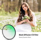 NEEWER 67mm Black Diffusion 1/8 Filter Soft Dreamy Cinematic Effect Filter Ultra Slim Water Repellent Scratch Resistant Optical Glass, Multi Nano Coatings for Video/Vlog/Portrait Photography