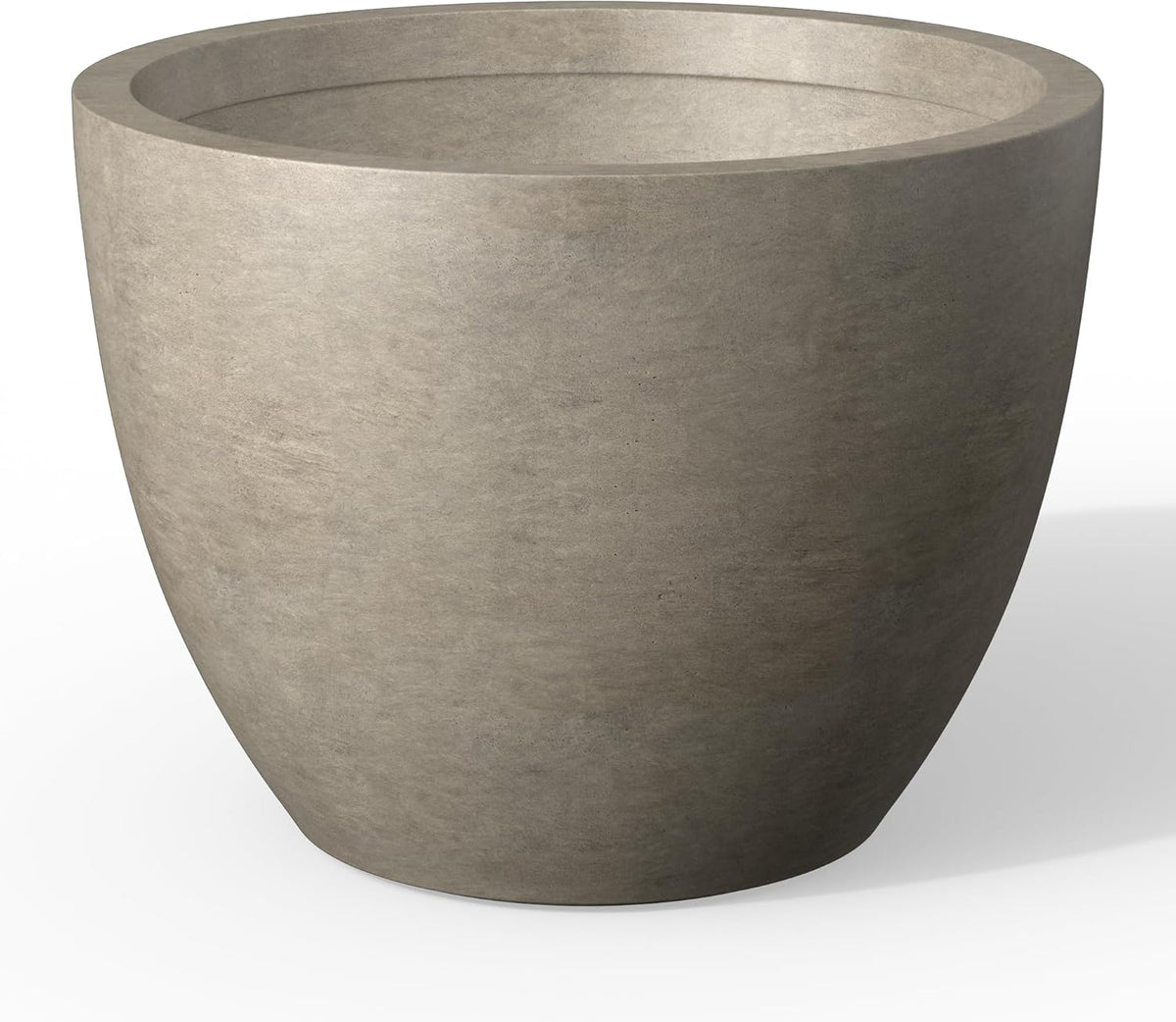 Kante 17.3 Inch Round Concrete Planter - Classic Large Indoor/Outdoor Plant Pot with Drainage Hole and Rubber Plug, Suitable for Gardens and Patios, Weathered Concrete