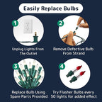 PREXTEX 300 Count Clear Christmas Tree Lights with Green Wire - 60 ft Warm White Twinkle Lights for Indoor or Outdoor Use - Holiday Fairy String Lights for Christmas Trees, Patios, and More