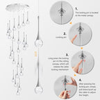 24 Light Modern Glam Crystal Chandelier for High Ceiling LED Dimmable Ceiling Pendant Light Staircase Foyer Enterway Living Room Chandelier Lighting Antique Silver