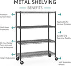 IZEUK Garage Shelving Wide Storage Shelves 4 Tier Metal Shelves Heavy Duty Adjustable Utility Shelf Rack Black 23.6" D x 53.1" W x 73.6" H