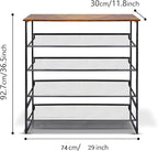 Garden 4 you 5-Tier Tilting Adjustable Freestanding Shoe Rack 12-Pairs for Durability and Stability for Entryways, Hallways, Closets, Dormitory Rooms, and Industries，Brown