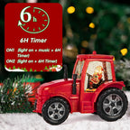 Christmas Snow Globe Lantern, Musical Lighted Red Tractor Snow Globe, 6H Timer, Battery & USB Powered Spinning and Swirling Glitter Christmas Santa Snow Globes Decorations Gifts for Old Man, Father