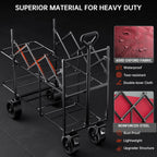Double Decker Wagon 320L Large Capacity 400LBS Collapsible Sports Utility Cart with Big Wheels,Double Extended Tailgate Heavy Duty Folding Wagon Cart for Groceries,Camping,Outdoor-Rose Pink