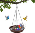Edenseelake Hanging Bird Bath with Multii-Color Light Solar Powered Fountain for Outside, Metal Bird Feeder with Detachable Bowl for Outdoors Lawn Patio Yard Garden Decor