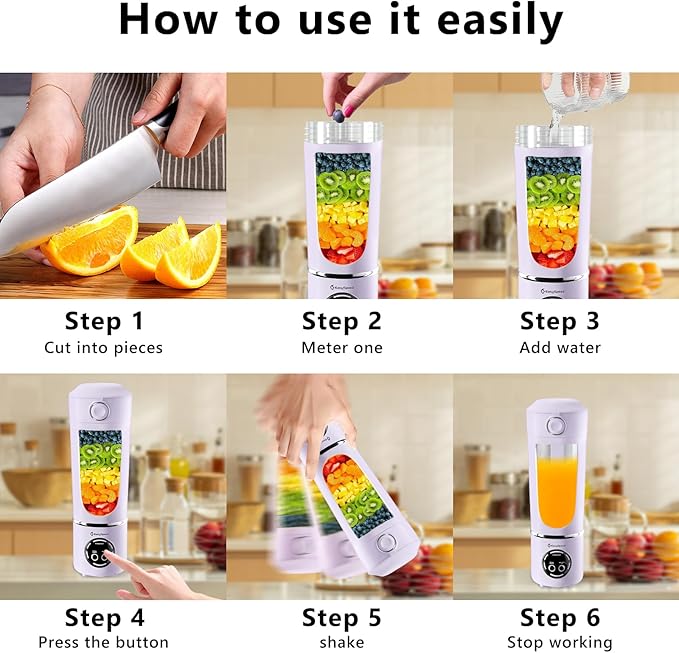 EasySpeed Personal Portable Blender,USB Type-C Rechargeable,700ml Juicer Cup,12 Stainless Steel Blades,4 Gear Modes,1500mAh Battery Capacity,Perfect for Fresh Juice at Home (Purple)