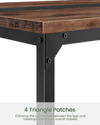 47.2'' Dining Table, Rectangle Color-Blocked Kitchen Dinner Table, for 6 People, Writing Desk, for Dining Room, Living Room, Office, Rustic Brown and Black TCZ12BF