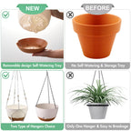 Set of 2-10 Inch Hanging Planters for Indoor Plants with Self-Watering Includes Hanging Pots for Plants, Outdoor Hanging Plant Pot with Drainage, and 2 Types of Hanging Baskets Hangers (White, 10inch)