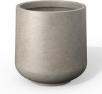 Kante 11.6" Dia Round Concrete Planter, Outdoor Indoor Large Plant Pots Containers with Drainage Hole and Rubber Plug for Home Garden Patio, Weathered Concrete