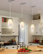 Mini Milk Glass Pendant Lights,Handcrafted Art Glass Pendant Hanging Light fixtures with Brushed Nickel Finish Adjustable Cord Glass Pendant Light Shade for Kitchen Island,Hallway,Dining Room