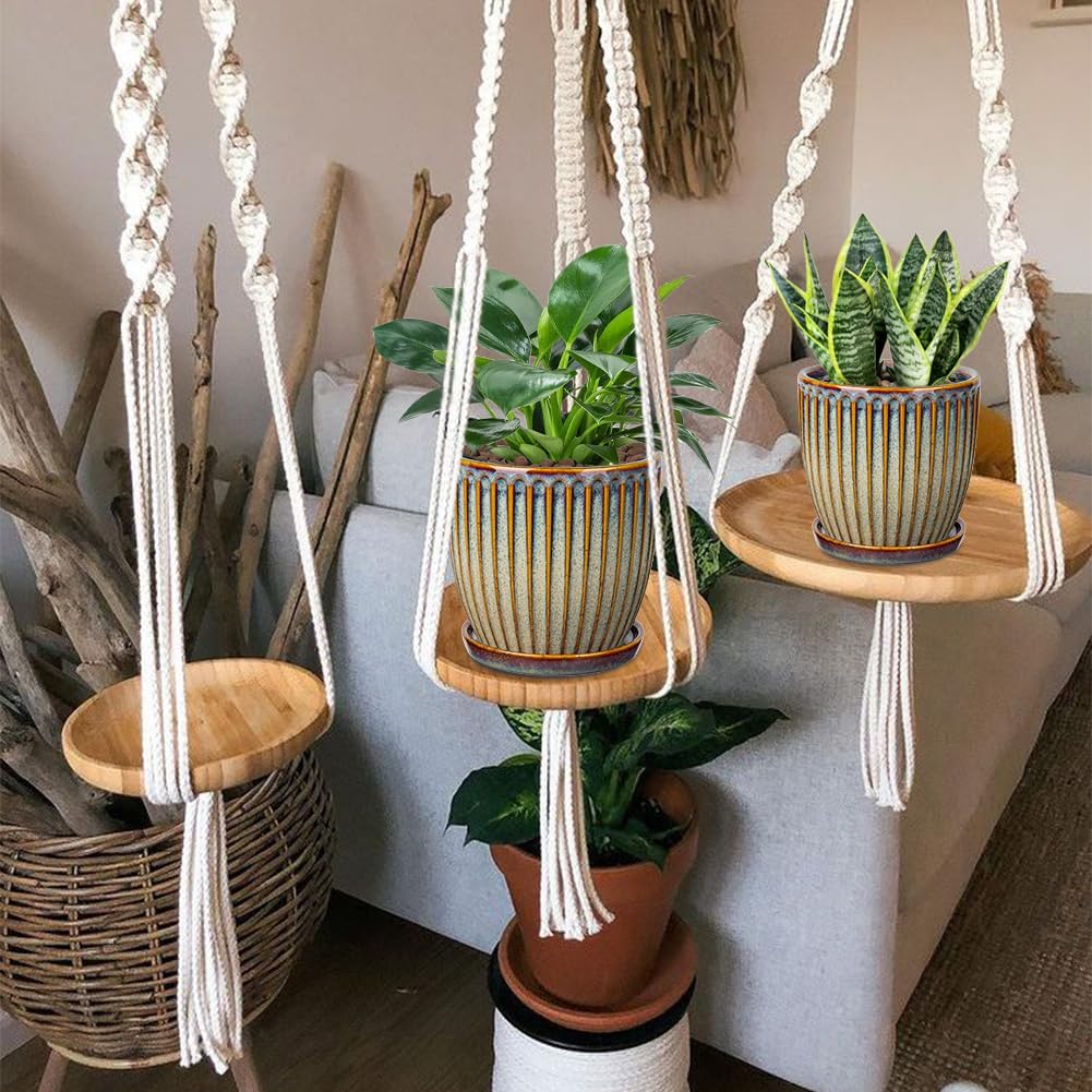 Oairse Ceramic Pots for Indoor Plants, 4.9 +5.7 inch Set of 2 Brown Plant Pots with Drainage Holes and Saucers Texture Ceramic Planters Indoor Outdoor Flower Planters for Succulent
