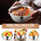 20 Pack 304 Stainless Steel Bowls Set 13 oz 34 oz Metal Double Walled Insulated Snack Mixing Lightweight Multipurpose Toddler Dinner Bowls for Ice Cream, Cereal, Snack