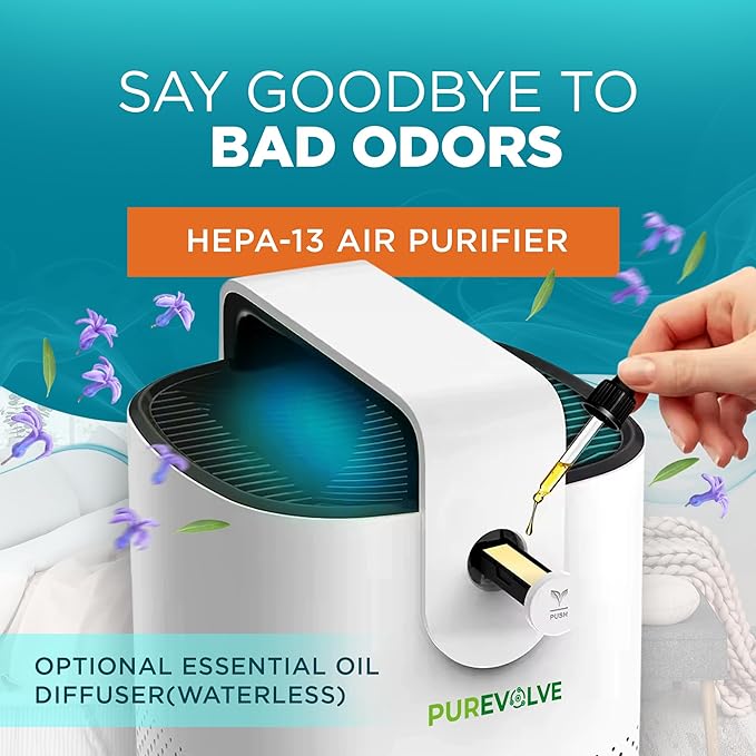 HEPA-13 Air Purifier with Essential Oil Diffuser, for Home Large Room up to 1120 sq ft, Heavy Duty for Allergies, Smoke, Odors, Dust, Pollen, and Pet Hair