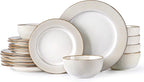 GBHOME Ceramic Dinnerware Sets,18 pcs Embossed Elegant Stoneware Plates and Bowls Sets, Housewarming Wedding Gift | Dishwasher & Microwave Safe | Dishes Set Service for 6
