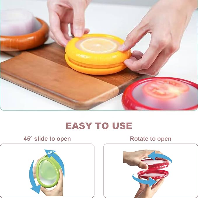 Avocado Saver and Tomato Holder - Set of 4 Reusable Storage Containers for Fridge - Ideal for Garlic, Onions, Lemons, and Potatoes