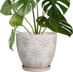 Ceramic Planter 8 Inch Plant Pot with Drainage Hole and Saucer Ceramic Pots for Indoor Plants Outdoor Large Flower Pot for Home Decor White