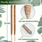 Soupiar 2 Pack 25" Moss Pole, Bendable Moss Pole for Plants Monstera, Moss Poles for Climbing Plants Indoor, Handmade Coco Coir Plant Pole Sticks Support Stakes for Potted Plants