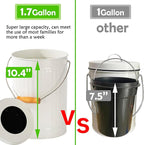 1.7 Gallon Kitchen Compost Bin, Indoor Countertop Compost Bin with Lid, 100% Rust Proof Compost Bucket with Non-Smell Charcoal Filters (White)