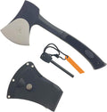 K-Musculo Otakumod 11" Tactical Ranger Axe. Hatchet. Stainless Steel Blade with Hard Cover. for Outdoor Camping - Hiking to Cut Branches, Make Fire. EDC Tasks (Black-Fire Starter)
