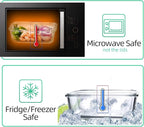 UMEIED 10 Pack Glass Food Storage Containers with Lids Leakproof, Airtight Glass Meal Prep Containers For Lunch, On The Go, Leftover, Dishwasher Safe