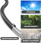 SPECILITE 75ft 304 Stainless Steel Garden Hose Metal, Heavy Duty Water Pipe with Nozzles for Yard, Outdoor - Flexible, Never Kink & Tangle, Puncture Resistant (Black)