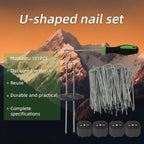 101Pcs 6 Inch 11 Gauge Garden Stakes Staples Kit, 50Pcs U-Shaped Landscape Staples and 50Pcs Fixing Gasket with 1Pc Pick Hook for Weed Barrier Fabric, Groud Cover, Holding Fence
