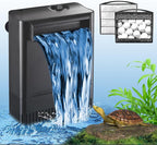 Turtle Tank Filter Aquarium Filter Power Adjustable 20-75 Gal. 290GPH Large Internal Filter 3-Stage Waterfall Bio-Filtration Low Water Level for Freshwater Saltwater Fish Tank Reptile Shrimp Frog