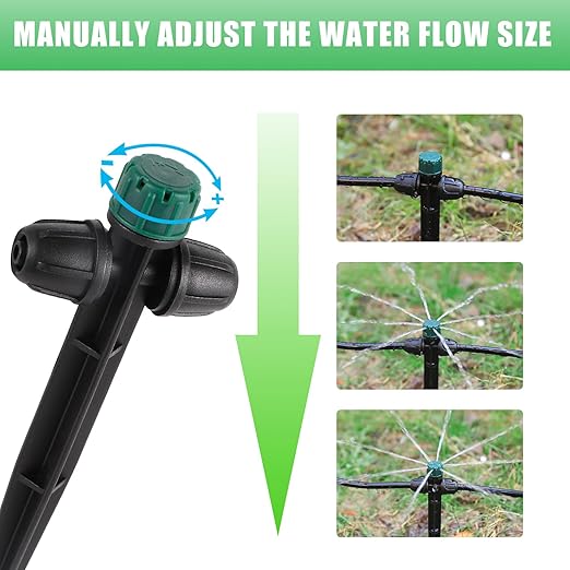 Drip Irrigation Emitters for 1/4" Tubing,Adjustable 360 Degree Automatic Irrigation Dripper on 6.5" Arrow Stake for Garden Irrigation System(30Pcs Irrigation Drippers)